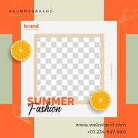 summer creative square banner bundle with summer elements illustration vector