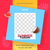 summer creative square banner bundle with summer elements illustration vector