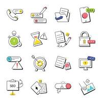 Collection of Web Elements Hand Drawn Icons vector