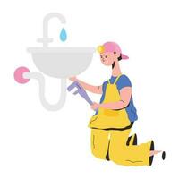 Trendy Plumber Concepts vector