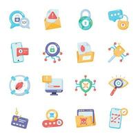 Pack of Cybersecurity Flat Icons vector