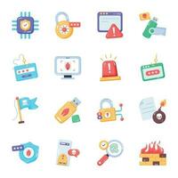 Set of Data Encryption Flat Icons vector