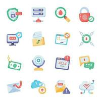 Bundle of Cyberattack Flat Icons vector