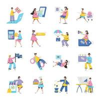 Bundle of Ecommerce and Professionals Flat Illustrations vector