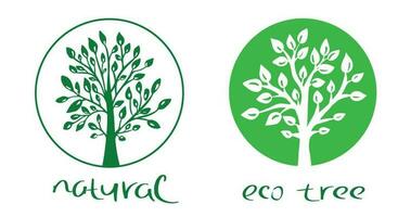 Tree for eco theme logo.Tree of life logo design inspiration isolated on white background.Green trees .Vectir illustration.Hand made.Trees for logo, farming, eco, cosmetics, natural products. vector