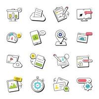 Bundle of Web Hand Drawn Icons vector