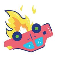 Trendy Burning Car vector