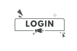 Log In Button. Speech Bubble, Banner Label Login vector