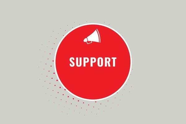 Support Button. Speech Bubble, Banner Label Support