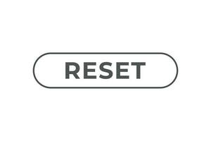 Reset Button. Speech Bubble, Banner Label Reset vector