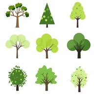 Set of flat tree vector illustrations white background for backdrop decoration