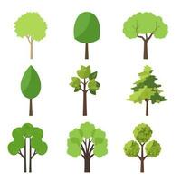 Set of flat tree vector illustrations white background for backdrop decoration