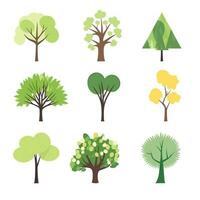 Vector illustration, set of trees, flat design, soft tones, for background use.