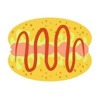 Illustration of a hot dog snack vector