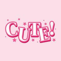 Cute word girly pink background text design vector