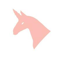 Unicorn horse animal silhouette shadow shape isolated on white background. Pink simple print. vector