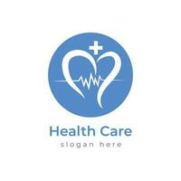 Health care logo design with blue colour white background. vector