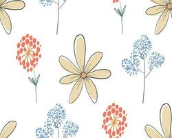 seamless floral pattern. Seamless pattern with blue vector colors. Vector pattern with summer flowers. The background is in the style of minimalism.