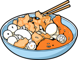Hand Drawn Japanese food in doodle style png