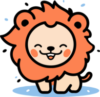 Hand Drawn cute lion in doodle style png