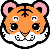 Hand Drawn cute tiger in doodle style png