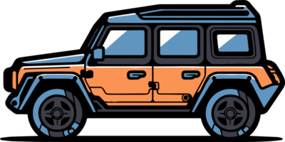 SUV car in flat line art style png