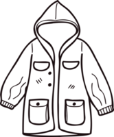 mano dibujado linda impermeable en garabatear estilo png