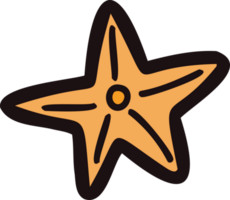 Hand Drawn starfish in doodle style png