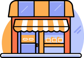 shop front in flat line art style png