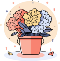 mão desenhado ramalhete do flores dentro uma Panela dentro rabisco estilo png
