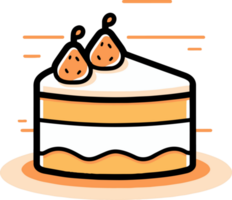 delicious cake in flat line art style png