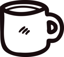 Hand Drawn hot coffee mug in doodle style png