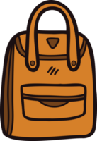 Hand Drawn cute backpack for kids in doodle style png