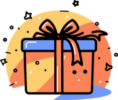 Hand Drawn gift box in doodle style png