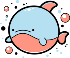 Hand Drawn cute dolphin in doodle style png