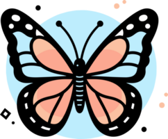 Hand Drawn butterfly in doodle style png