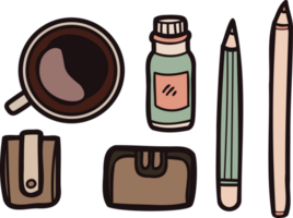 Hand Drawn stationery in flat lay style png