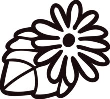 Hand Drawn flowers with twigs in doodle style png
