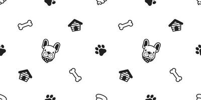 Dog seamless pattern vector french bulldog Paw bone footprint house poo cartoon tile background repeat wallpaper scarf isolated illustration gift wrap