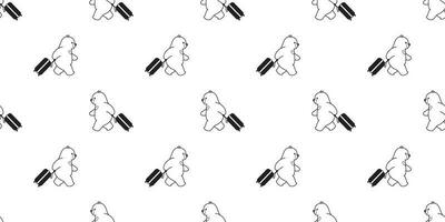 Bear seamless pattern vector traveller travel bag polar bear cartoon scarf isolated tile background repeat wallpaper illustration