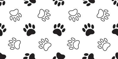 Dog Paw seamless pattern vector footprint cat bear kitten puppy scarf isolated cartoon tile background repeat wallpaper illustration