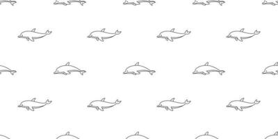 dolphin seamless pattern vector fish illustration whale shark fin scarf isolated tile background repeat wallpaper black white