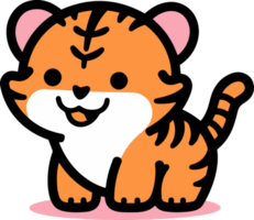 Hand Drawn cute tiger in doodle style png