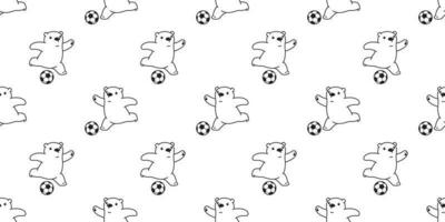 Bear seamless pattern vector polar Bear soccer football cartoon scarf isolated tile background repeat wallpaper illustration white