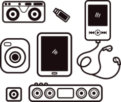 Hand Drawn electronic device in flat lay style png