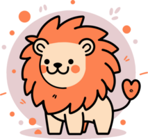 Hand Drawn cute lion in doodle style png