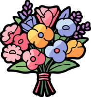 main tiré fleur bouquet dans griffonnage style png