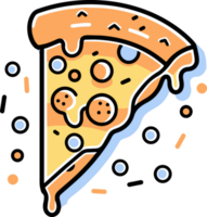 pizza in flat line art style png