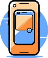 smart phone in flat line art style png