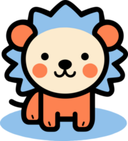 Hand Drawn cute lion in doodle style png